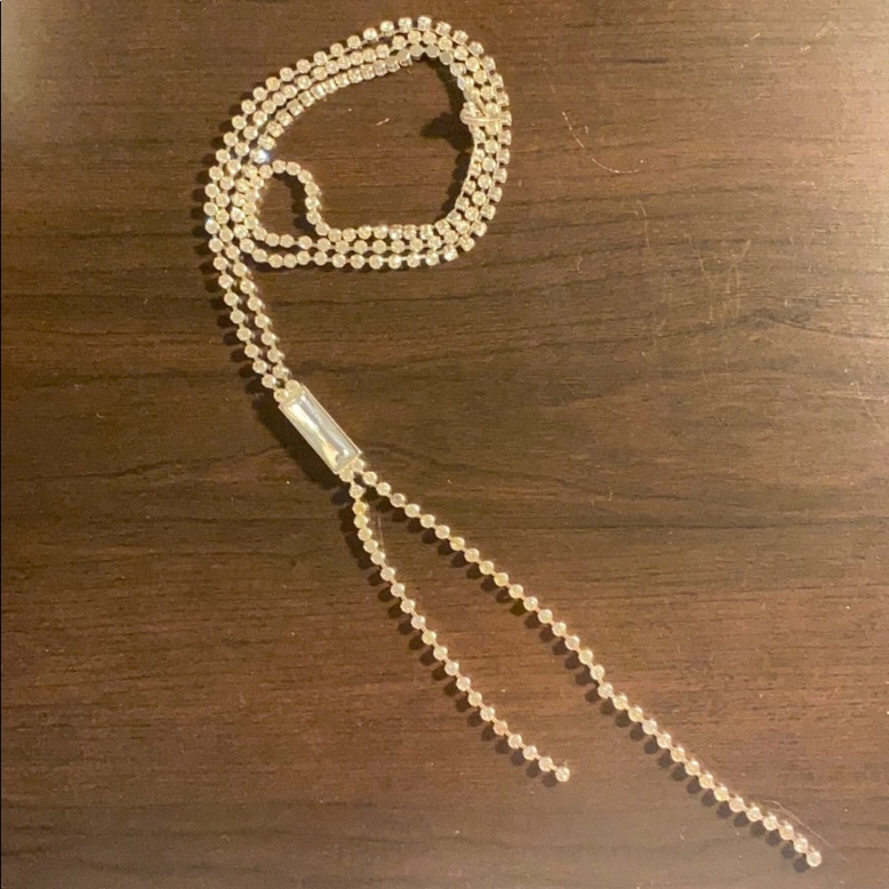 Silver Gem Necktie Necklace